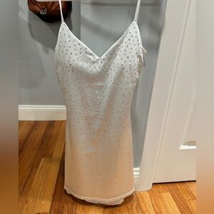 White Beaded Spaghetti Strap Dress